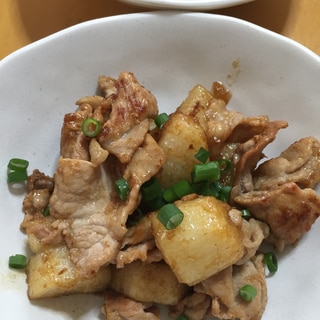 豚薄切り肉と長芋の生姜炒め